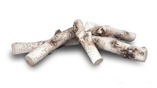 New Ceramic Logs birch tree 5pcs HAND MADE for bio ethanol, gas fireplaces etc