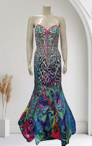 Nwt jovani colorful strapless - colorful,