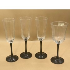 Luminarc France Octime Lot Black Stem 3 Champagne 1 Wine glasses excellent