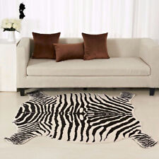 ANIMAL HIDE ZEBRA PRINT FAUX FUR RUG Skin Print SOFT NON SLIP WASHABLE 150X146cm