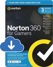 Norton 360 for Gamers Antivirus 2025 3 Device  1 Year  Same Day Email Delivery