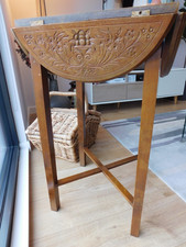 Lovely Carved Wood Drop Leaf Occasional Table