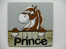 Stable Door Name Plate Personalised Sign Horse Pony Plaque Skewbald Brown White