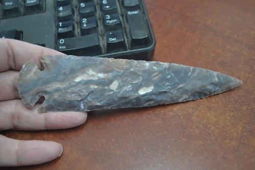 Brown agate stone spearhead - brown,