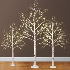 4/5/6Ft Christmas Tree Xmas White Birch Twig Tree with LED Light Indoor Outdoor
