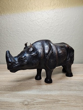 Vintage Leather Figurine Rhino