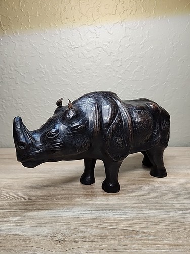 Vintage leather figurine - leather, rhino