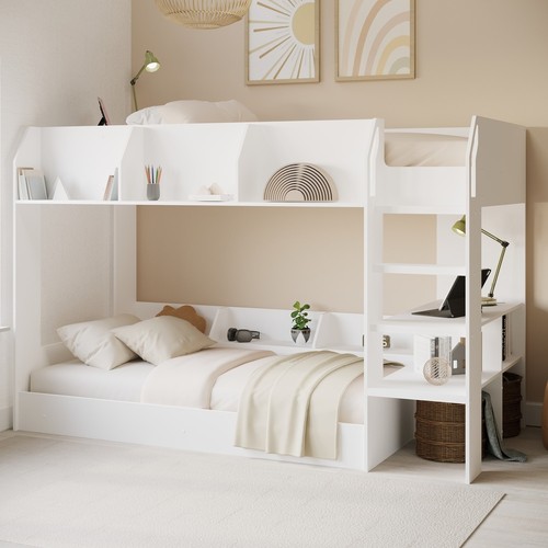 White bunk bed - with, storage
