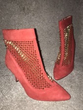 NEW ZARA red suede studded