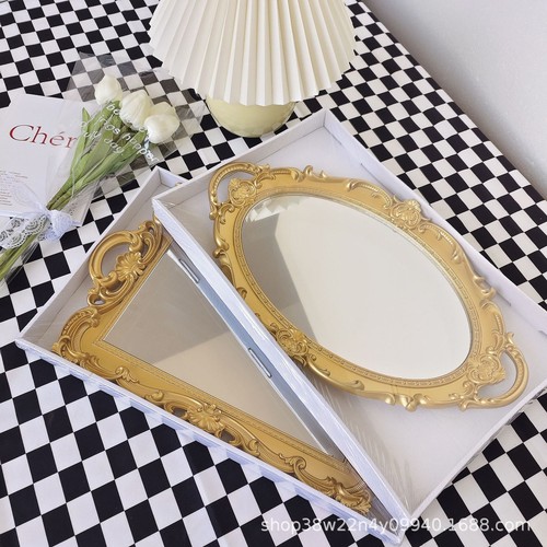 Large gold mirrored tray - large,