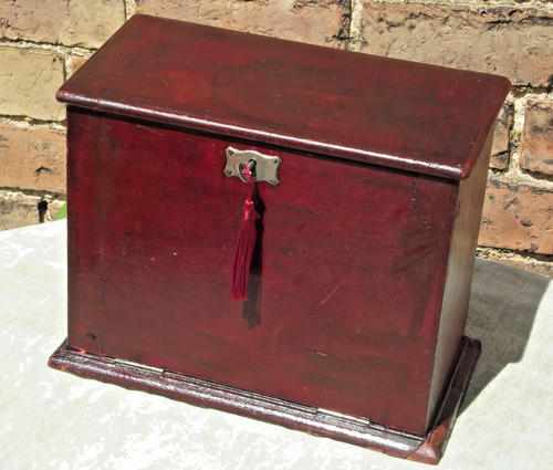 Leather covered writing - , box