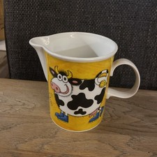 Dunoon Yellow Funky Farm Cow Creamer Milk Jug By Jane Brookshaw Stoneware