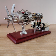 16-Cylinder Stirling Engine Model Dual Gas Tank Stainless Steel Heating Cylinder
