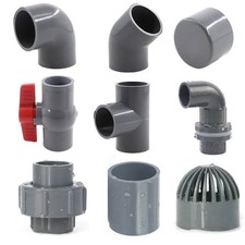 PVC Metric Plumbing Fittings Pipe for Aquarium Fish Tank Pond Solvent Weld Grey