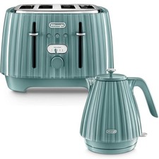 Delonghi Ballerina 1.7 Litre Jug Kettle And 4 Slice Toaster Set 3000W- Green