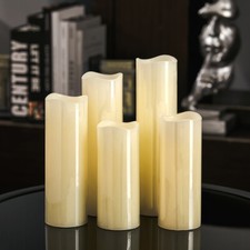 Set of 5 LED Flameless Pillar