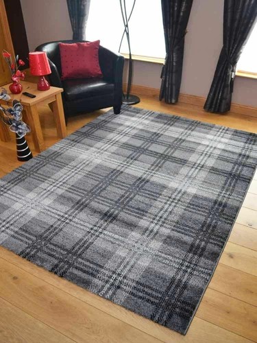 Modern grey rug - modern, stair