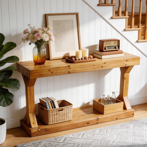 Solid console table with - console,