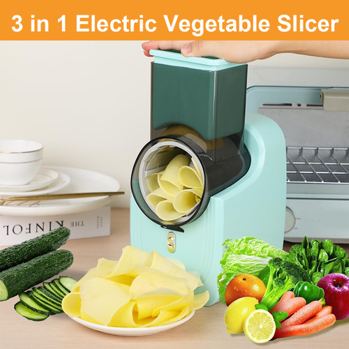 Green electric salad slicer - salad,