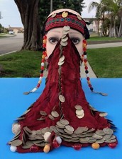Amazing Middle Eastern Tribal Belly Dance Head Dress Costume with Coins / Beads