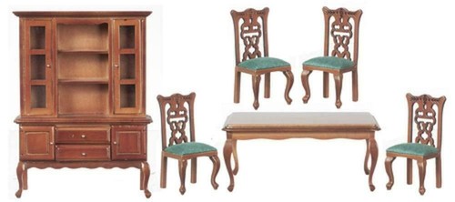 Dolls house walnut green - house,
