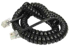 TELEPHONE PHONE CURLY HANDSET LEAD CABLE CORD WIRE RJ10 PLUG BLACK 2M