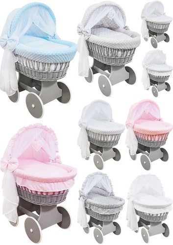 Grey wicker hooded - hooded, wheels