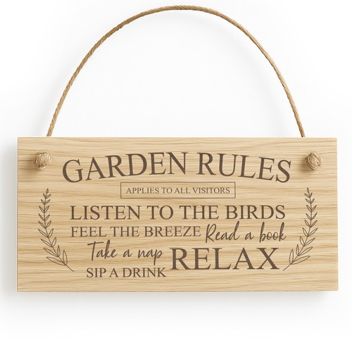 Garden rules sign engraved - garden,