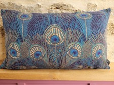 Liberty William Morris Hera Lapis  & Cobalt Velvet Fabric Cushion Cover Oblong