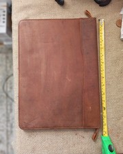 Leather A4 Folio Zipped Folder Brown New