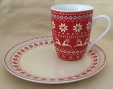 Aynsley Christmas Fair Isle  - choose mug+tray plate or mug