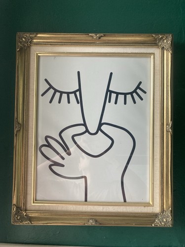 Framed minimalist face print - framed,