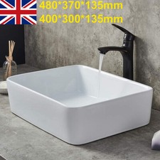 Large Bathroom Counter Top Ceramic Wash Basin Cloakroom Gloss Sink Rectangular