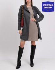 RRP €420 COATS MILANO Topcoat IT42 US6 UK10 M Grey Melange Snap Front