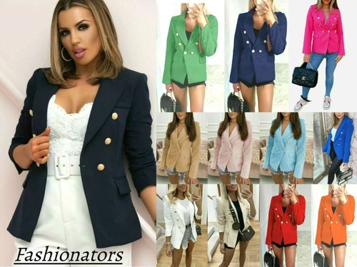 Women gold button blazer - button,