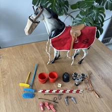 Vintage Pedigree Sindy Doll Horse. Black & White With Accessories