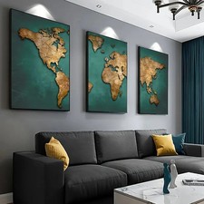 3Pcs Retro World Map Wall