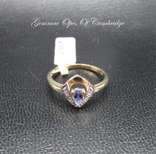 Dainty New 9ct Gold Tanzanite and Diamond Ring Size M 1/2 2g 9k Hallmarked