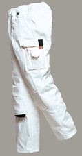 New PORTWEST Mens Work Painters Protect Cotton Multi Pocket Trousers White S-XXL