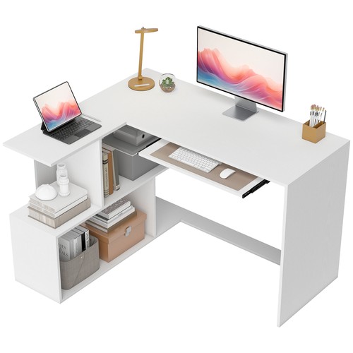 Homcom shaped corner desk - homcom, l-shaped