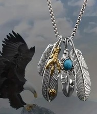 Turquoise Stone Feather &