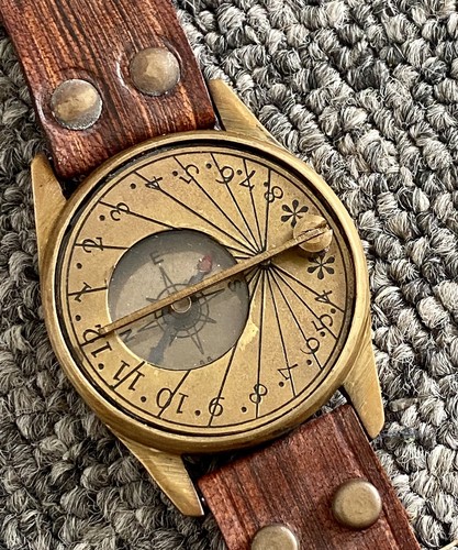 Nautical brass sundial - brass, compass