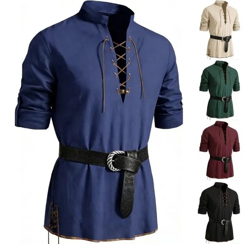 Men medieval lace tunic - up,
