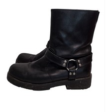 Vintage Harley Davidson Black Leather Motorcycle Boots Men's Size 12 Harness 