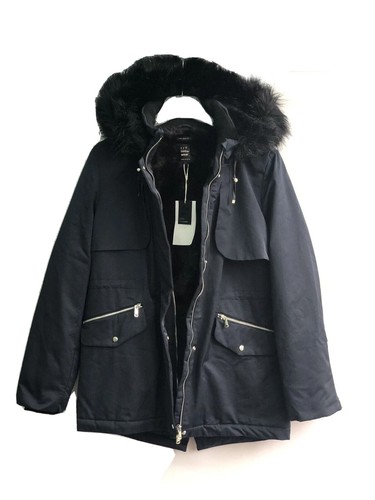 Zara navy parka coat - parka, with