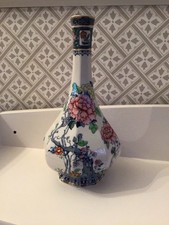 Vintage Losol Ware Chusan Keeling And Co Octagonal Vase Blue White Pink Flower