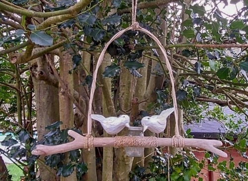 Rustic wooden bird swing - wooden,