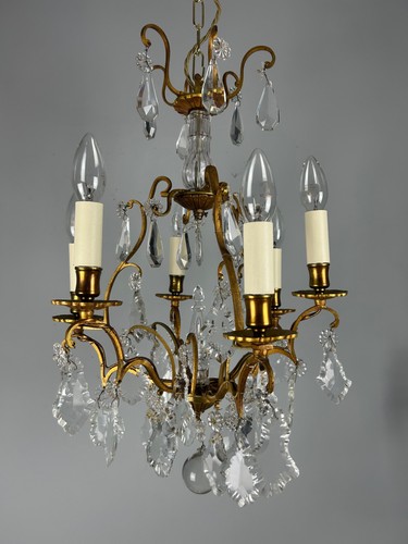 French brass crystal 6 light - french,