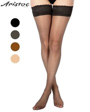 Aristoc Ultra Shine Hold Ups 10 Denier Polished Leg Sheer Lace Top Hosiery