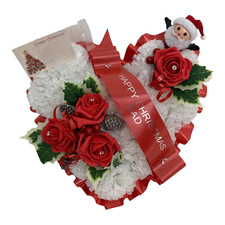 Heart Artificial Funeral Flowers Wreath Memorial Grave Tribute Christmas Red